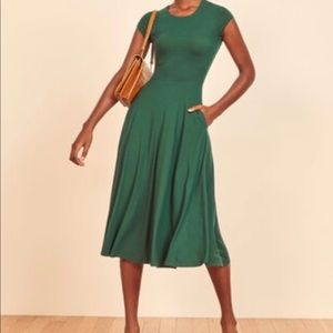 Reformation Ali dress in emerald green XS